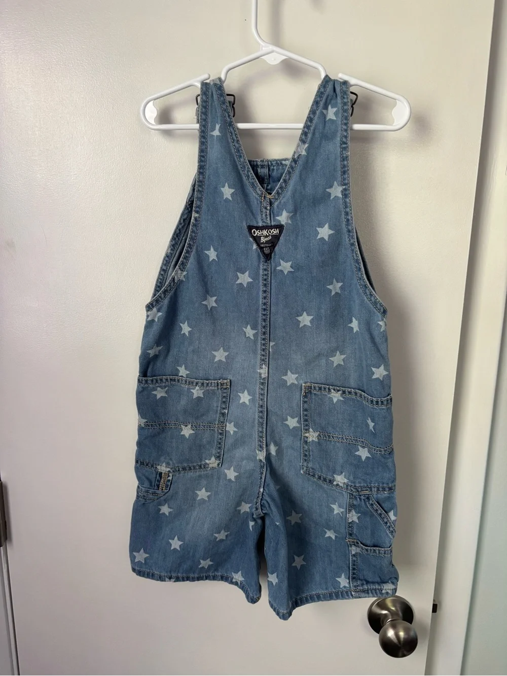OshKosh B'gosh Light Blue Star Denim Short Overalls